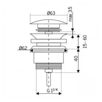 Plano de medidas y cotas técnicas de Grifo monomando para lavabo de caño alto en color níquel cepillado mate Ural de Imex