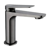 Single lever deck mounted bathroom sink faucet, brass with black metallic finish, Napoles by Imex