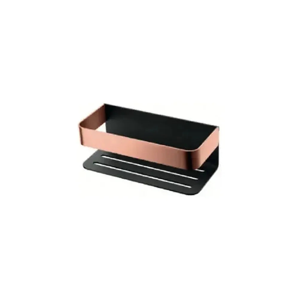 Jabonera frontal de diseño elegante combinada en color negro y oro rosa Mayura de Imex Imex