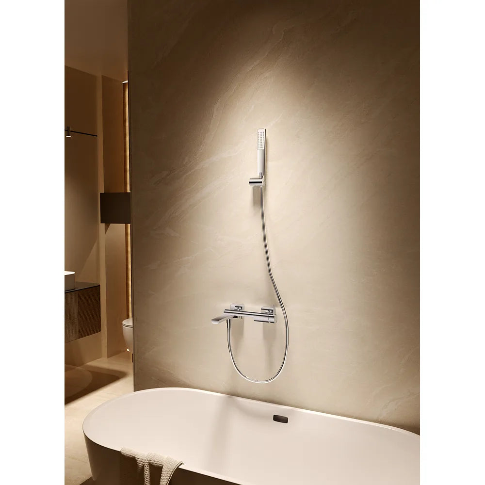 Plano o detalle técnico de Kit baño/ducha monomando Toscana níquel cepillado Imex (vista 3)