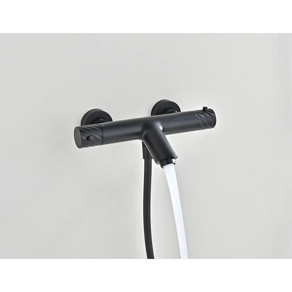 Plano o detalle técnico de Kit baño/ducha termostático Bless negro mate Imex (vista 3)