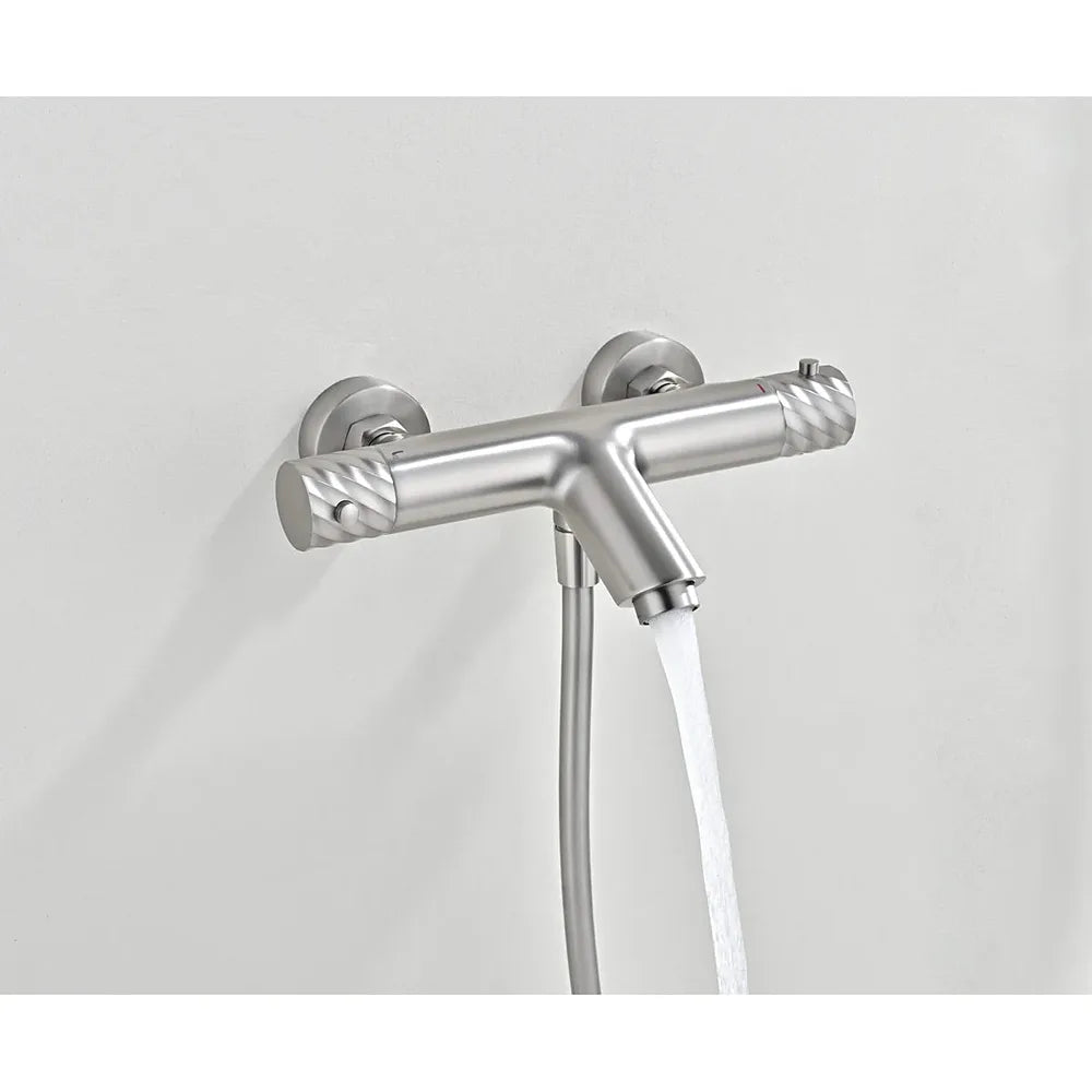 Plano o detalle técnico de Kit baño/ducha termostático Bless níquel cepillado Imex (vista 3)