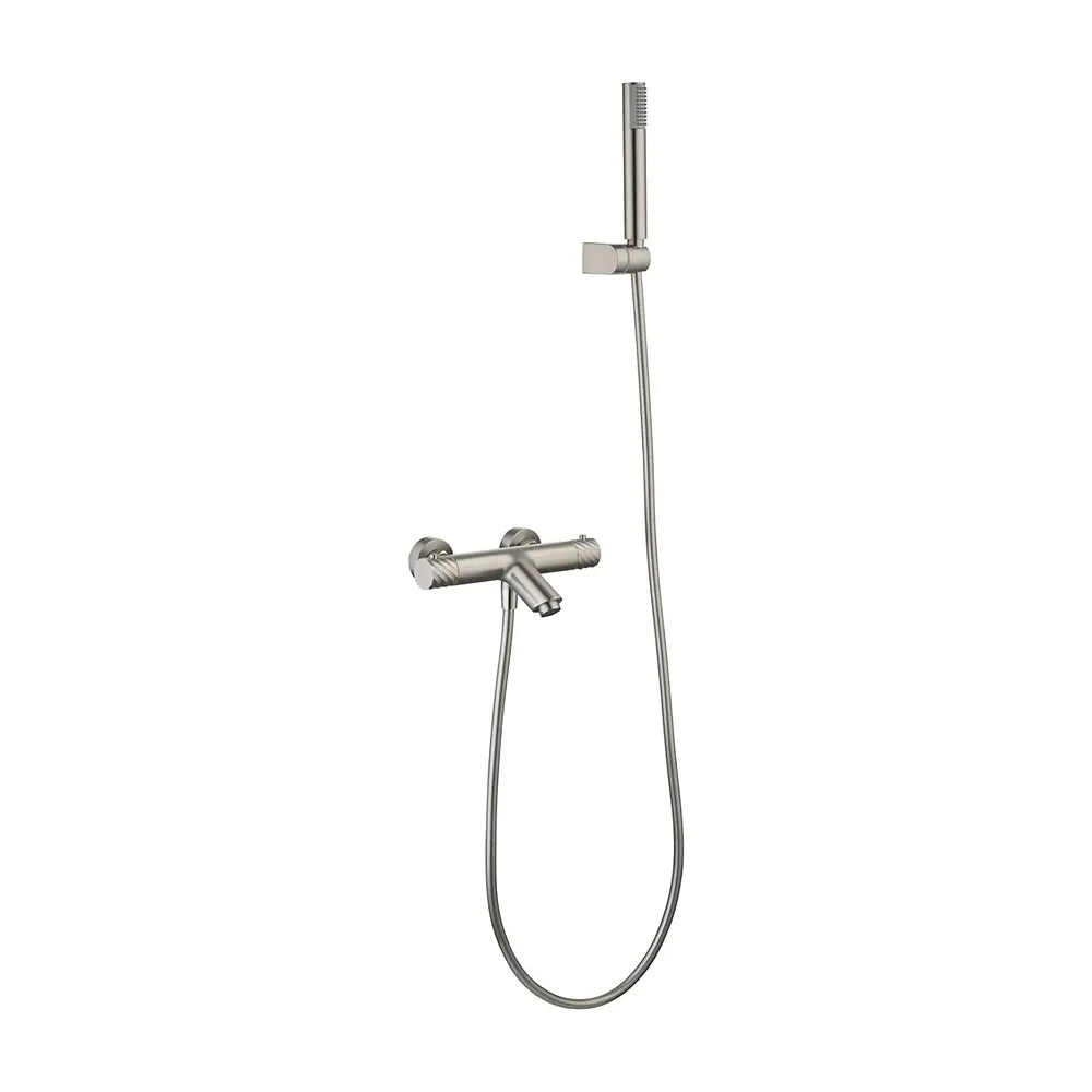 Detalle de acabado y materiales de Kit baño/ducha termostático Bless níquel cepillado Imex