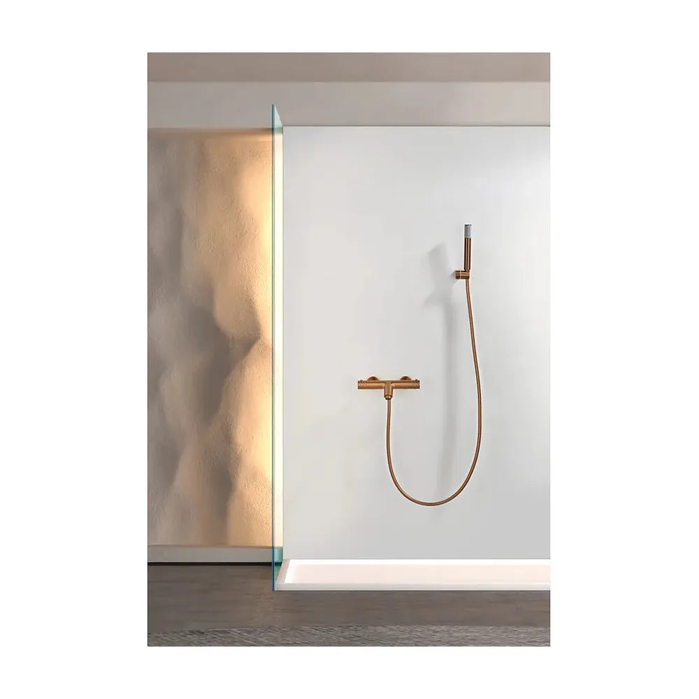 Vista trasera o instalación de Kit baño/ducha termostático Bless oro rosa cepillado Imex