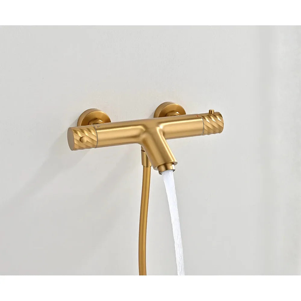 Plano o detalle técnico de Kit baño/ducha termostático Bless oro cepillado Imex (vista 3)
