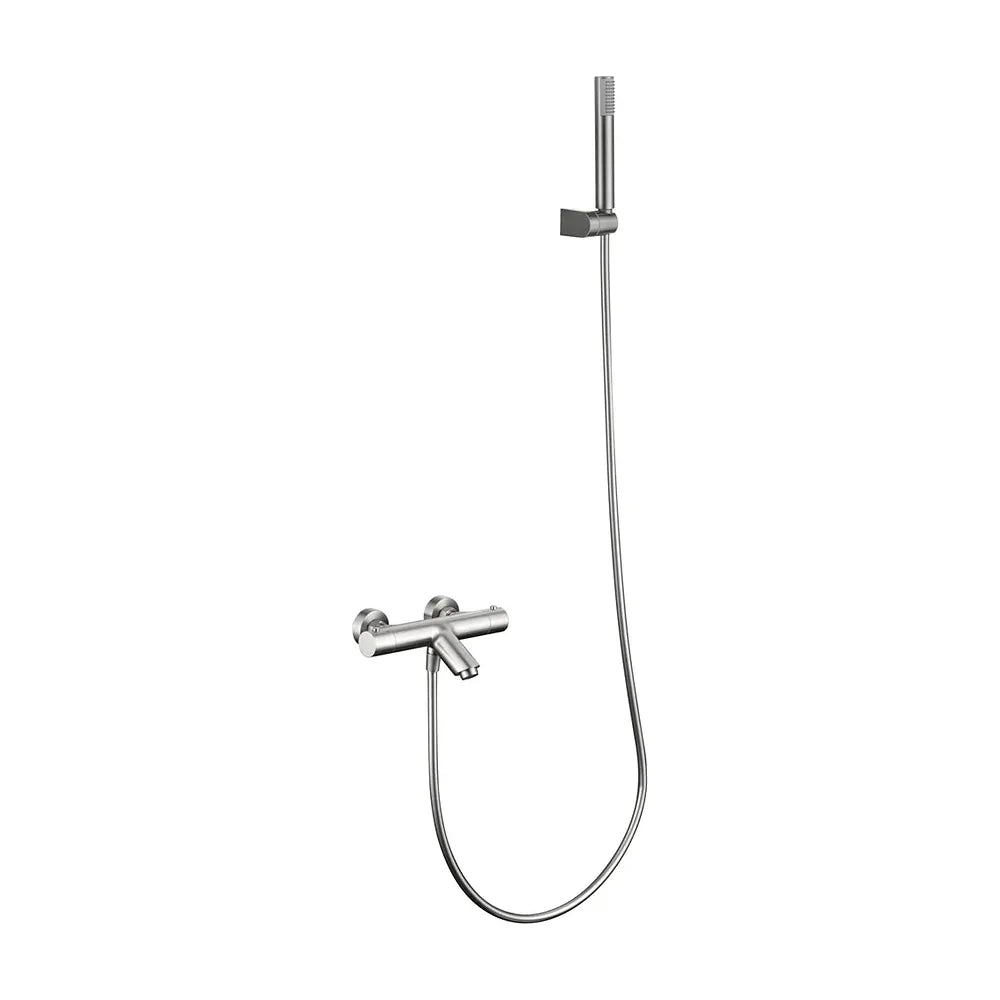 Vista trasera o instalación de Kit baño/ducha termostatico Monza níquel cepillado Imex