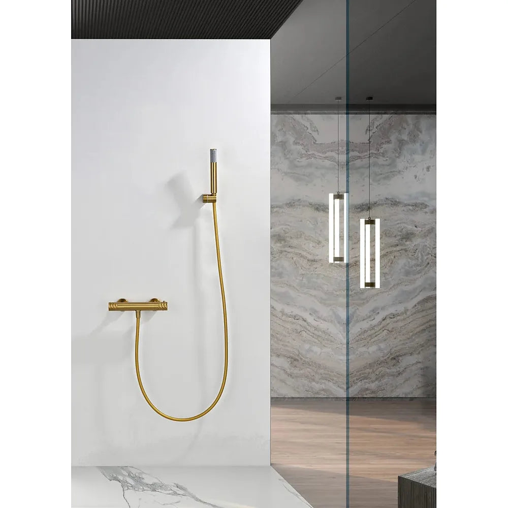 Plano o detalle técnico de Kit ducha termostático Bless oro cepillado Imex