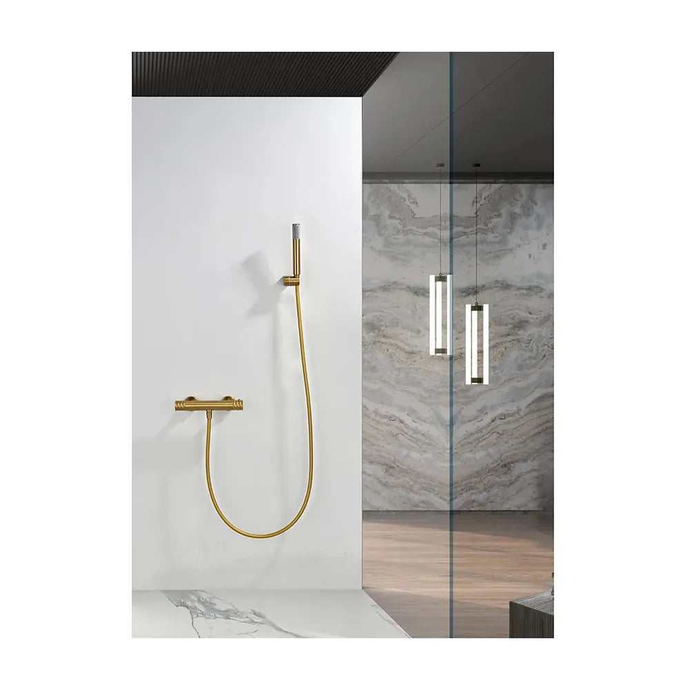 Plano de medidas y cotas técnicas de Kit ducha termostático Bless oro cepillado Imex