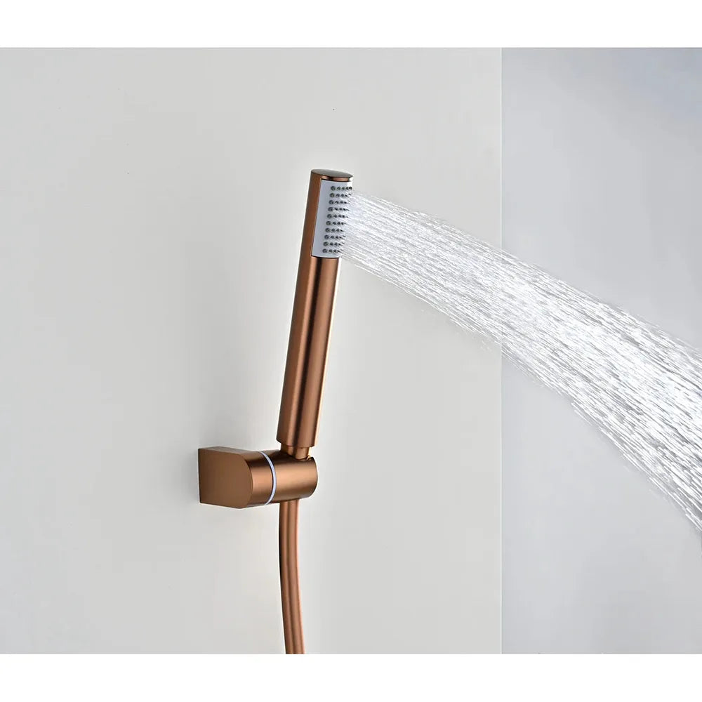 Plano o detalle técnico de Kit ducha termostático Bless oro rosa cepillado Imex (vista 4)