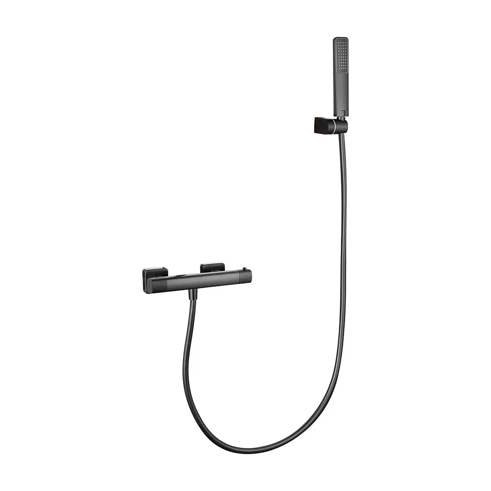Detalle de funcionamiento de Kit ducha termostático Firenze black gun metal Imex