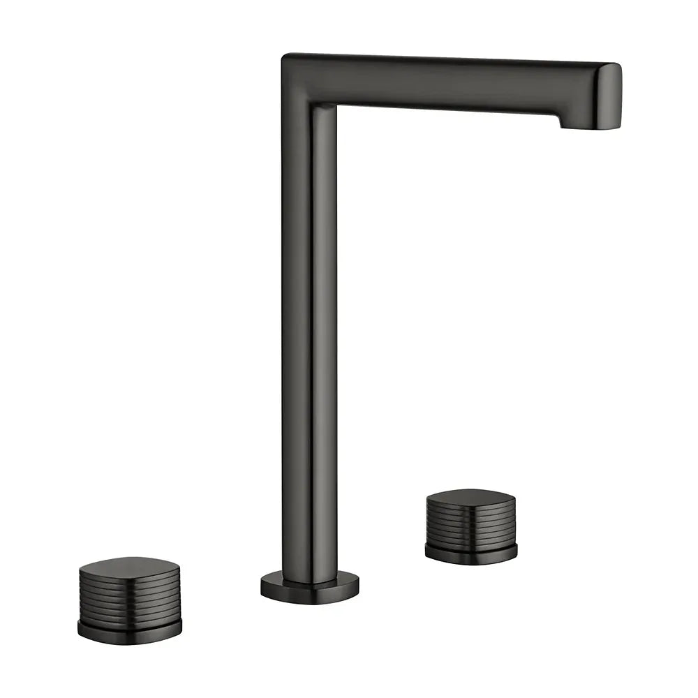 Detalle de funcionamiento de Lavabo bimando sobreencimera caño alto Firenze black gun metal Imex