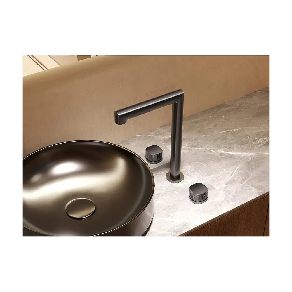 Plano de medidas y cotas técnicas de Lavabo bimando sobreencimera caño alto Firenze cromo Imex