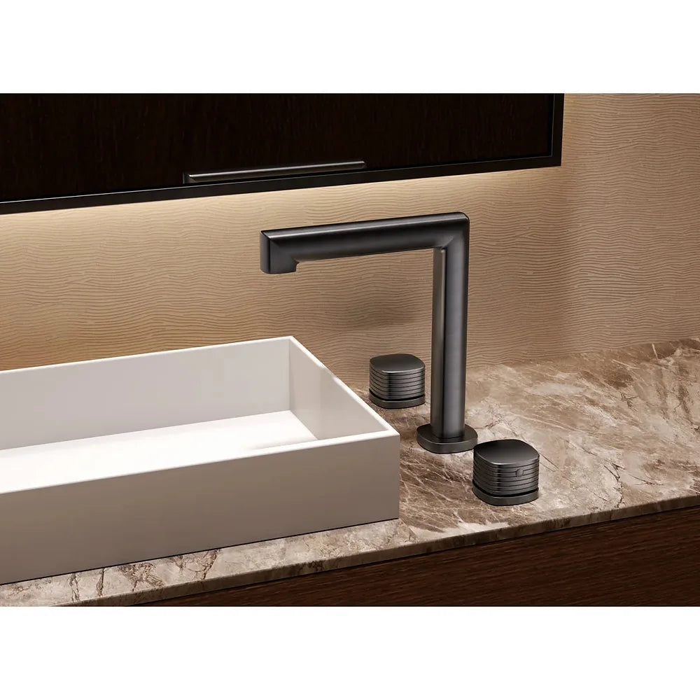 Plano o detalle técnico de Lavabo bimando sobreencimera caño bajo Firenze negro mate Imex (vista 3)