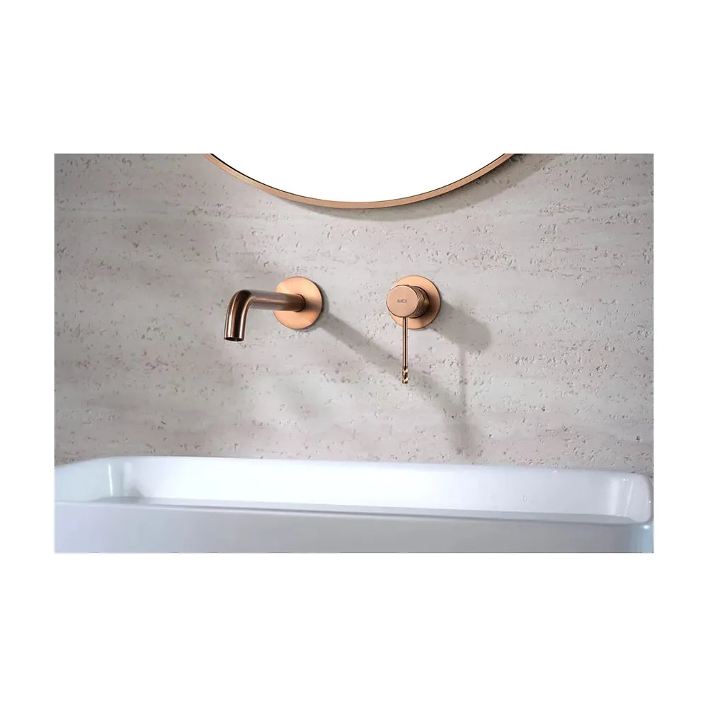 Vista trasera o instalación de Monomando empotrado lavabo Bless oro rosa cepillado Imex