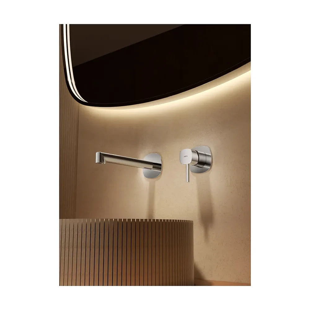 Plano de medidas y cotas técnicas de Monomando empotrado lavabo Toscana oro rosa cepillado Imex