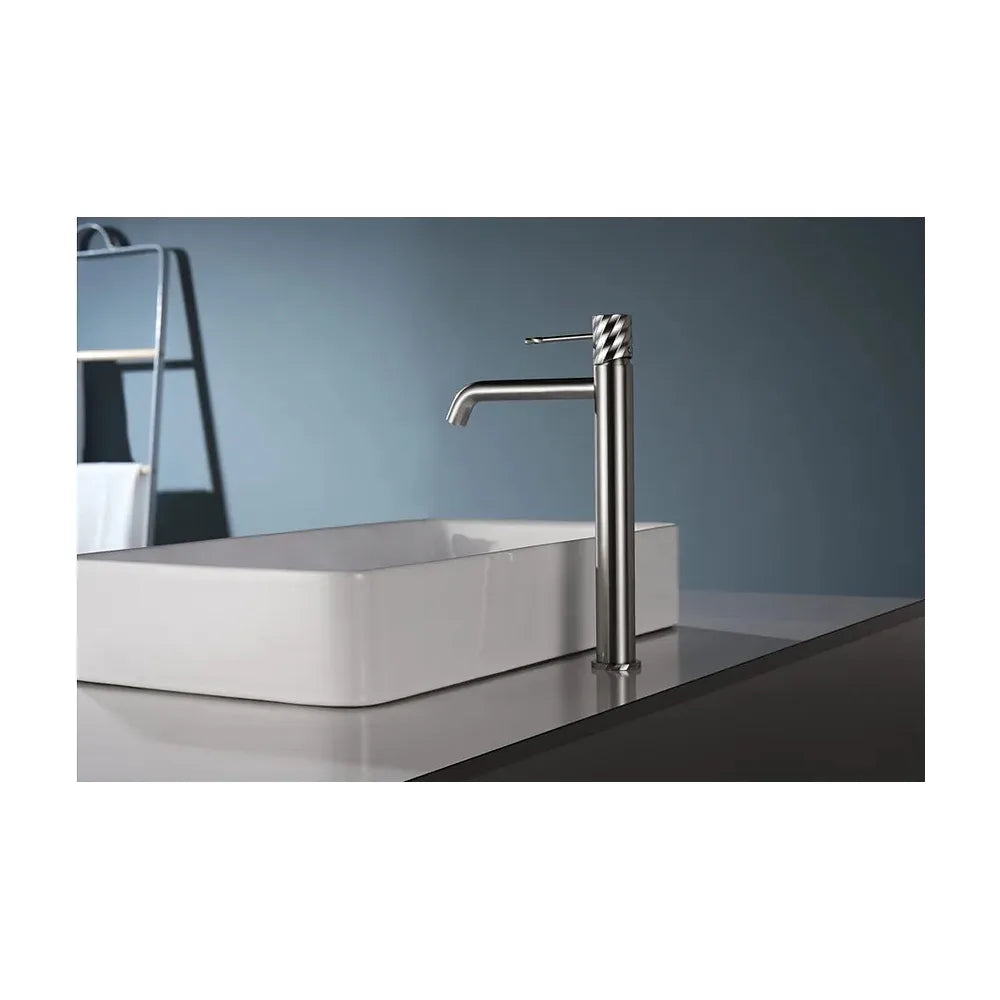 Vista trasera o instalación de Monomando lavabo alto Bless níquel cepillado Imex