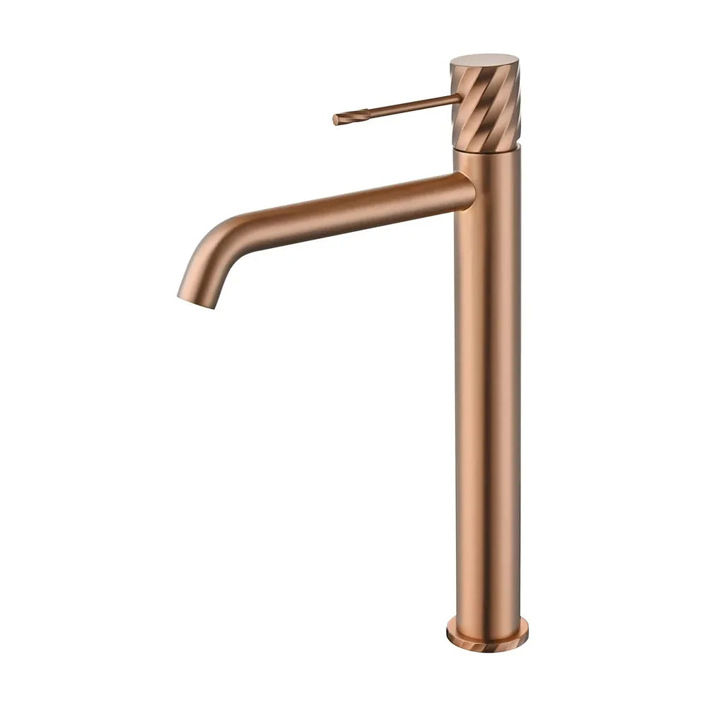 Detalle de funcionamiento de Monomando lavabo alto Bless oro rosa cepillado Imex