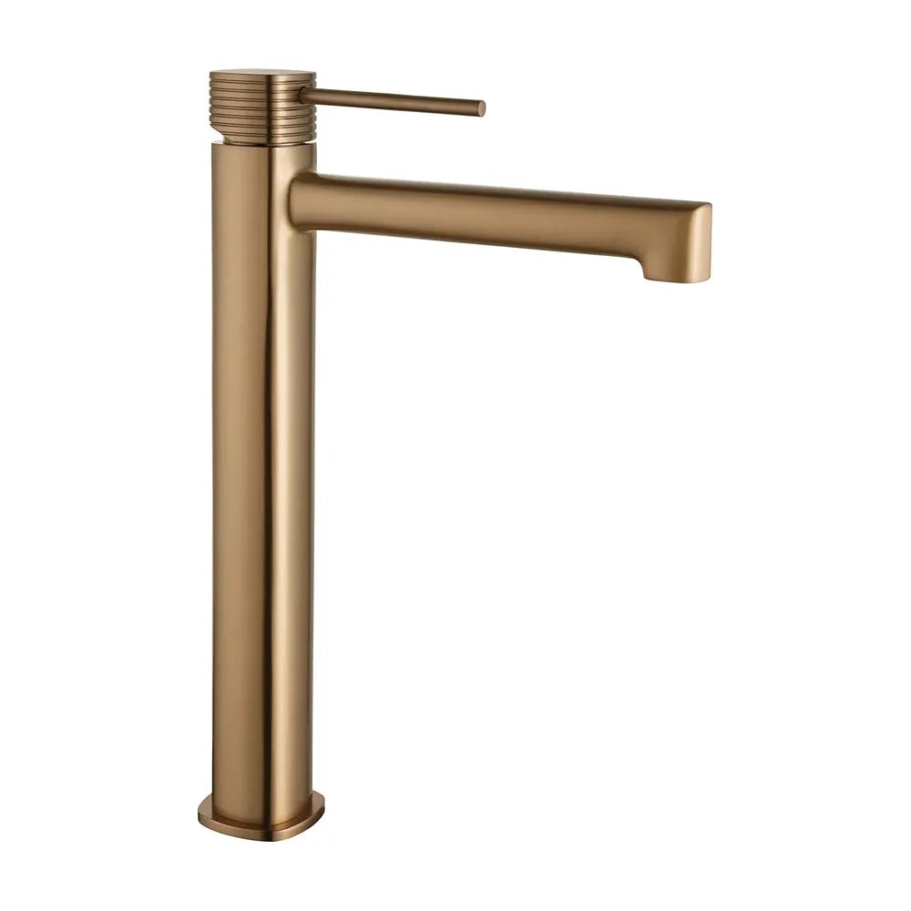 Detalle de funcionamiento de Monomando lavabo alto Firenze oro rosa cepillado Imex