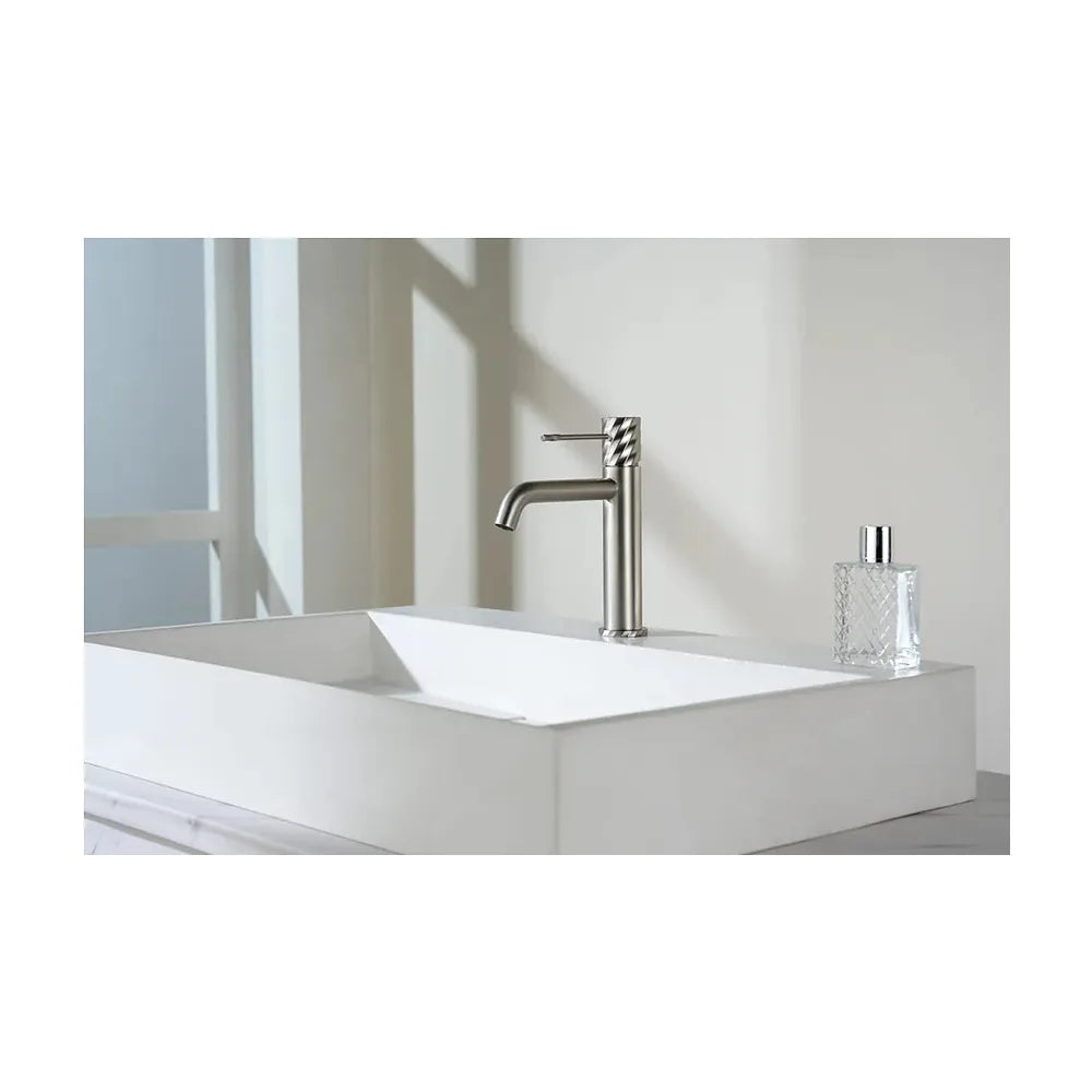 Vista trasera o instalación de Monomando lavabo Bless níquel cepillado Imex