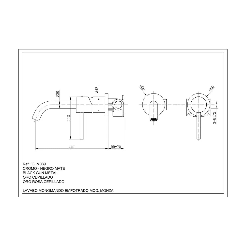 Detalle de funcionamiento de Monomando lavabo empotrado Monza níquel cepillado Imex