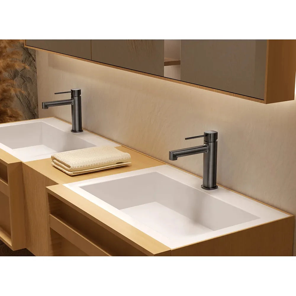 Plano o detalle técnico de Monomando lavabo Firenze oro rosa cepillado Imex