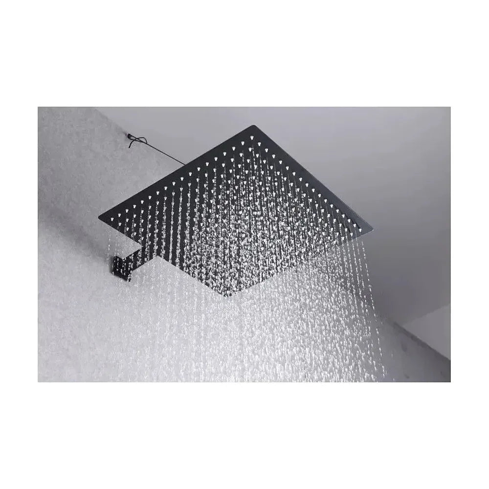 Vista principal de Rociador para ducha cuadrado de diseño moderno y extraplano de acabado negro mate 30x30 de Imex