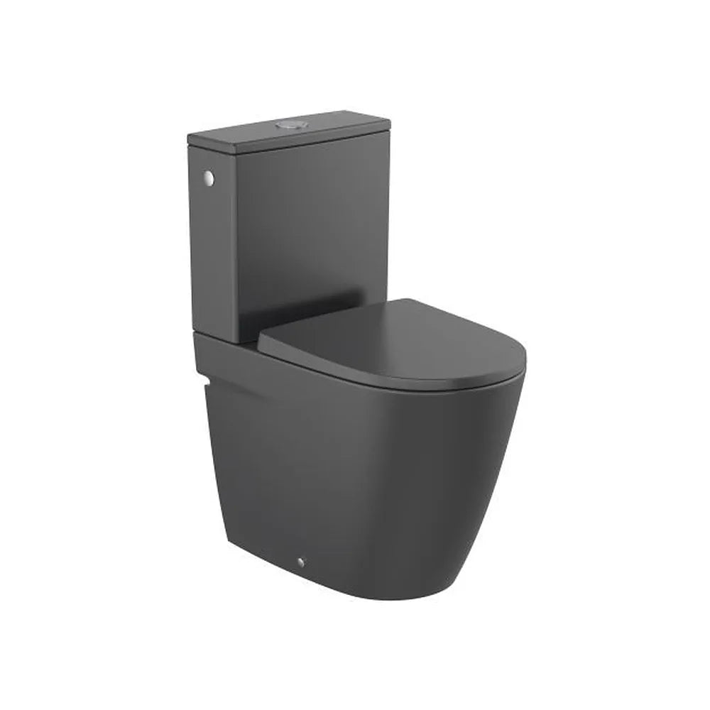 Inodoro Tanque Bajo con Salida Dual Adosado a Pared Rimless Ona Negro Mate Roca - Vista Pack Completo