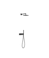 Kit de grifo termostático empotrado de dos vías con ducha de mano y rociador negro mate Study Exclusive TRES