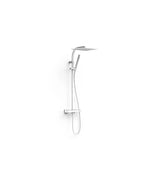 Mixer tap 2 way thermostatic wall mounted kit with swivel spray head and hand shower in matt white Project Tres