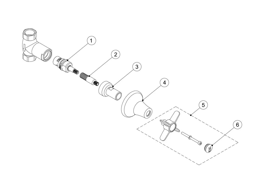 Llave de paso empotrada con acabado acero Clasic TRES 2