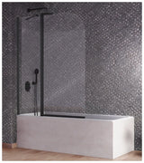 Pare baignoire frontal avec porte et finition noir mat Rita Kassandra