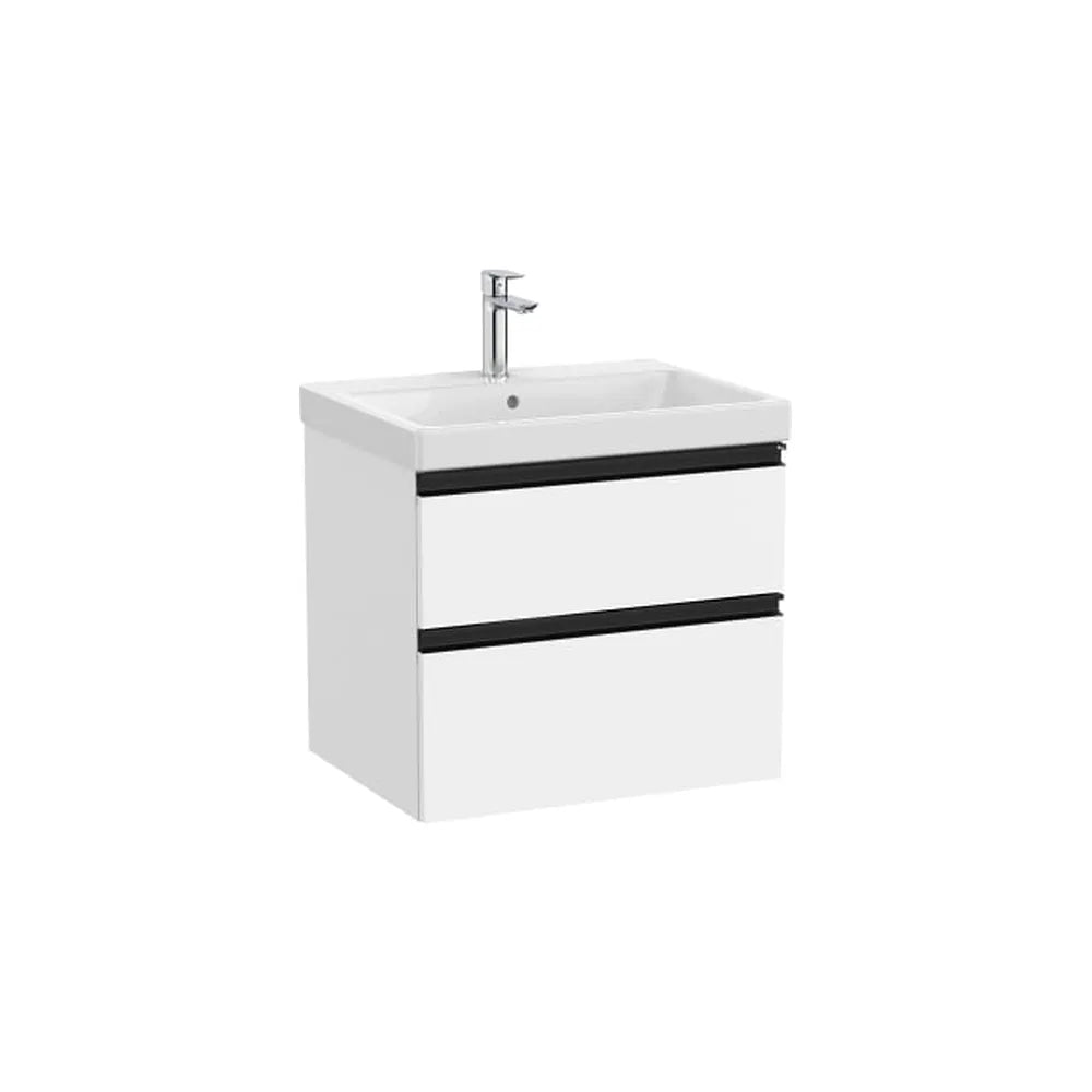 Mueble base con dos cajones y lavabo plus centrado 60 cm Blanco mate Roca - Vista 1