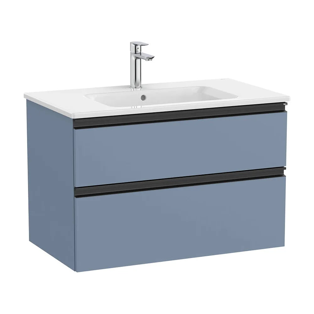 Mueble base suspendido dos cajones lavabo centrado 80x46x54 cm Azul mate Roca - Vista 2