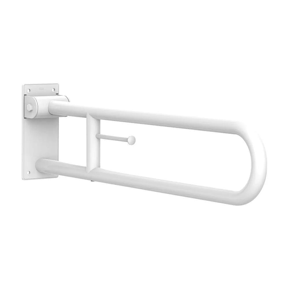 Asa de baño abatible con portarrollo blanco para movilidad reducida 99x8x22 cm Roca - Vista 2