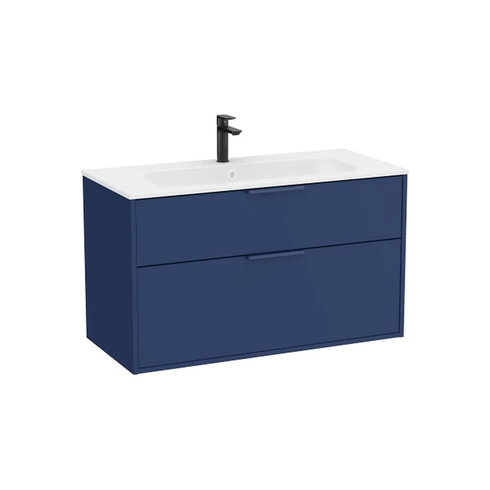Mueble base compacto suspendido con dos cajones y lavabo porcelana 100x46x58 cm Roca - Vista 1