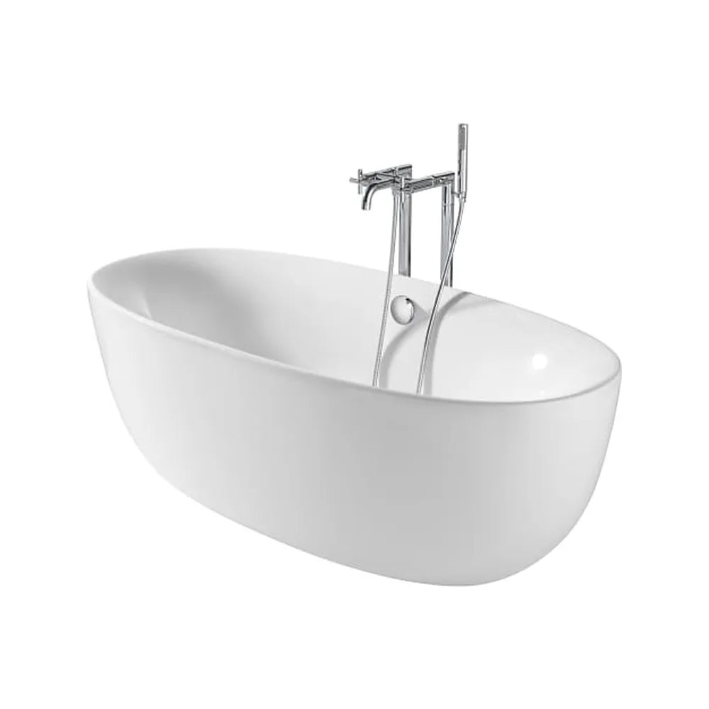 Bañera acrílica exenta oval 170x80x56 cm con faldón integrado y desagüe Roca - Vista 1
