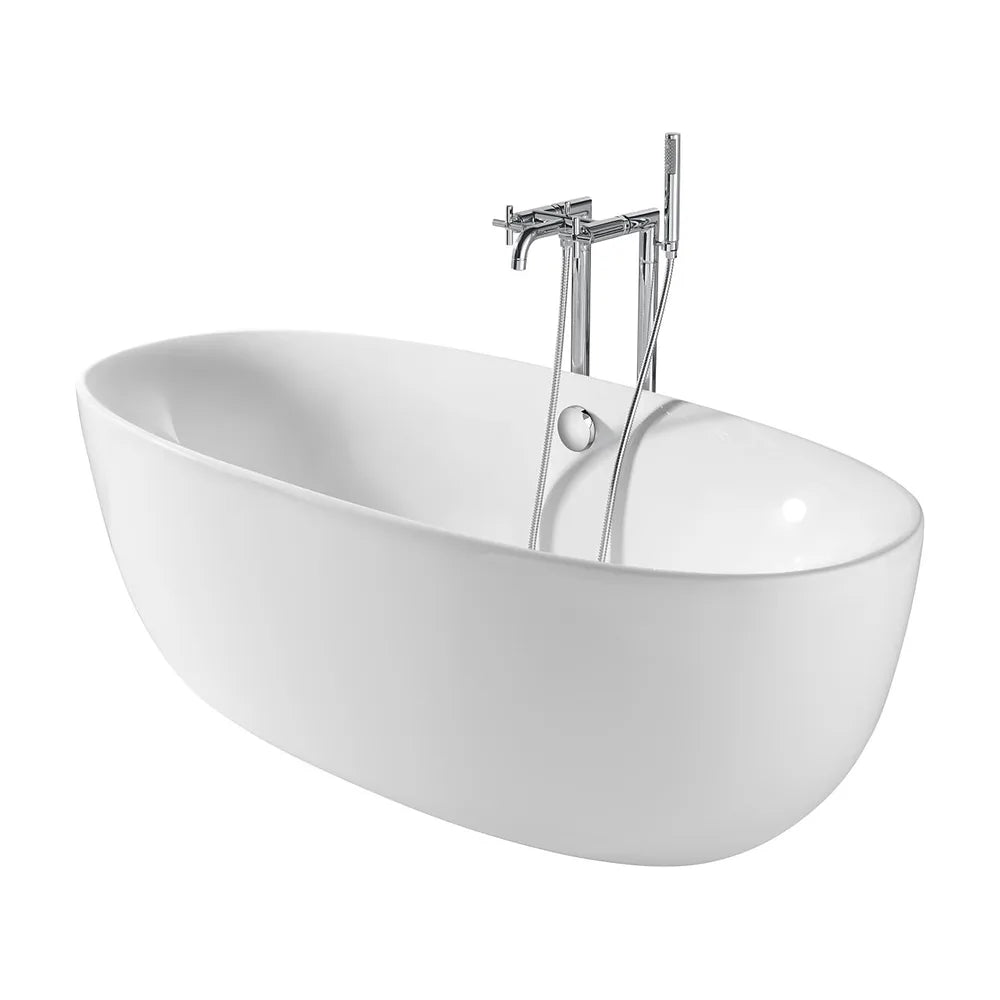 Bañera acrílica exenta oval 170x80x56 cm con faldón integrado y desagüe Roca - Vista 2