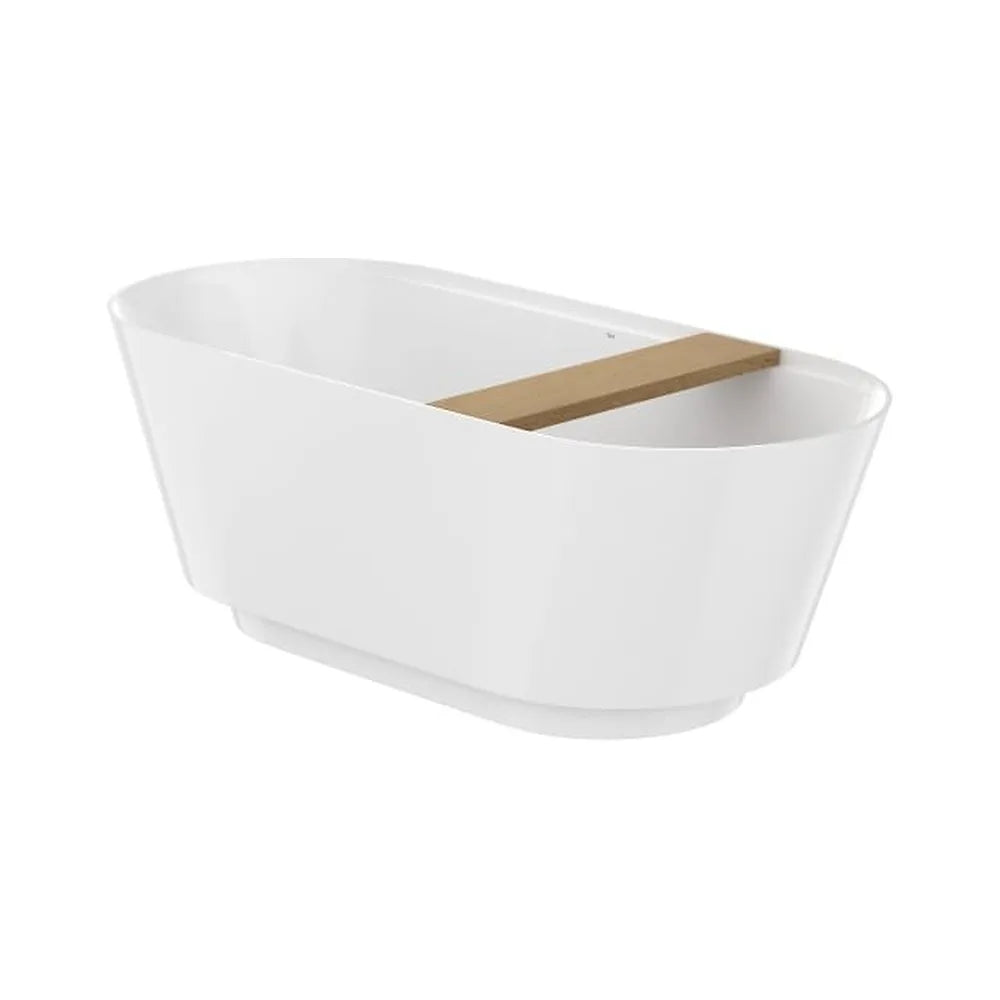Bañera ovalada de Stonex con bandeja de madera 170x75x59 cm exenta Roca - Vista 1