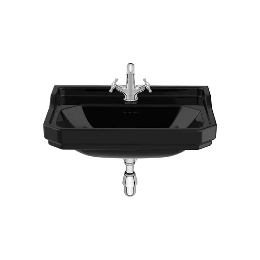 Lavabo mural porcelana cuadrado 65x48x22 cm con un orificio negro Roca - Vista 1