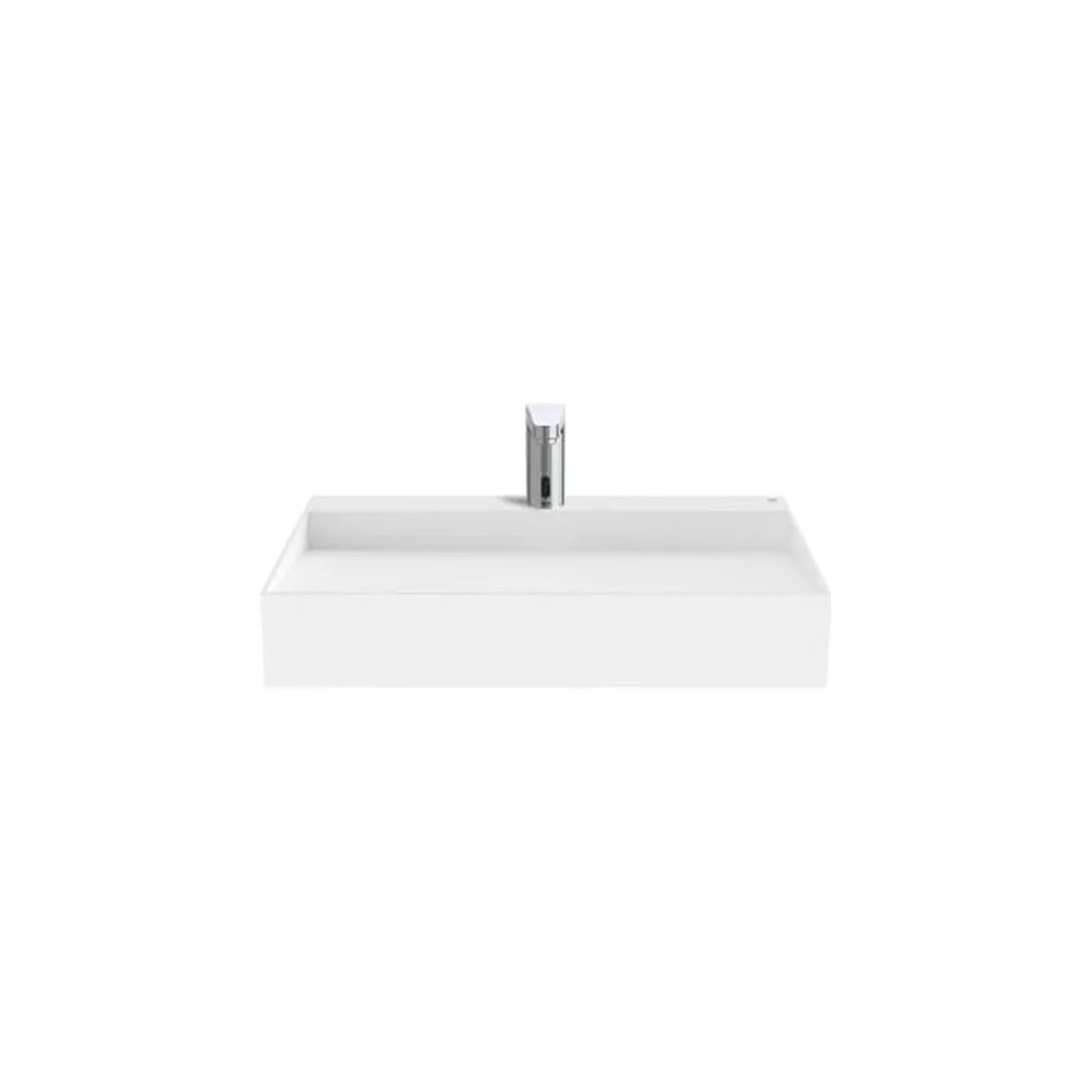 Lavabo mural cuadrado 65x55x12 5 cm Stonex blanco con repisa Roca - Vista 1