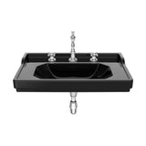 Lavabo Mural Porcelana con Tres Orificios Carmen 80x50x22cm Negro Roca