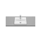 Lavabo À Poser Carré en Porcelaine Blanc X 4 Cm Cuve Centrale 40 X 26 X 11 Cm Plage Intégrée The Gap 42x39 cm Roca