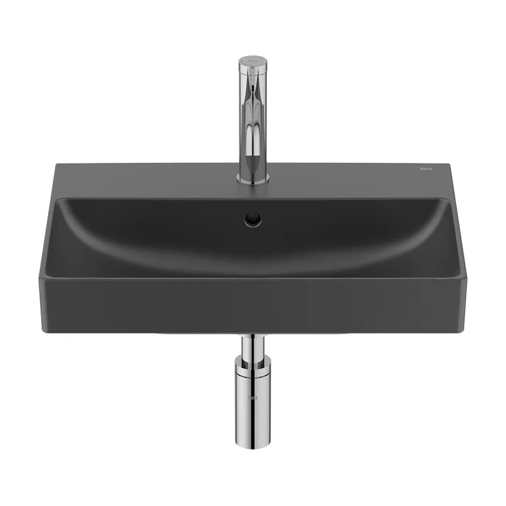 Lavabo Mural Compacto Rectangular Fineceramic 55x36x15cm Negro Roca - Vista 2