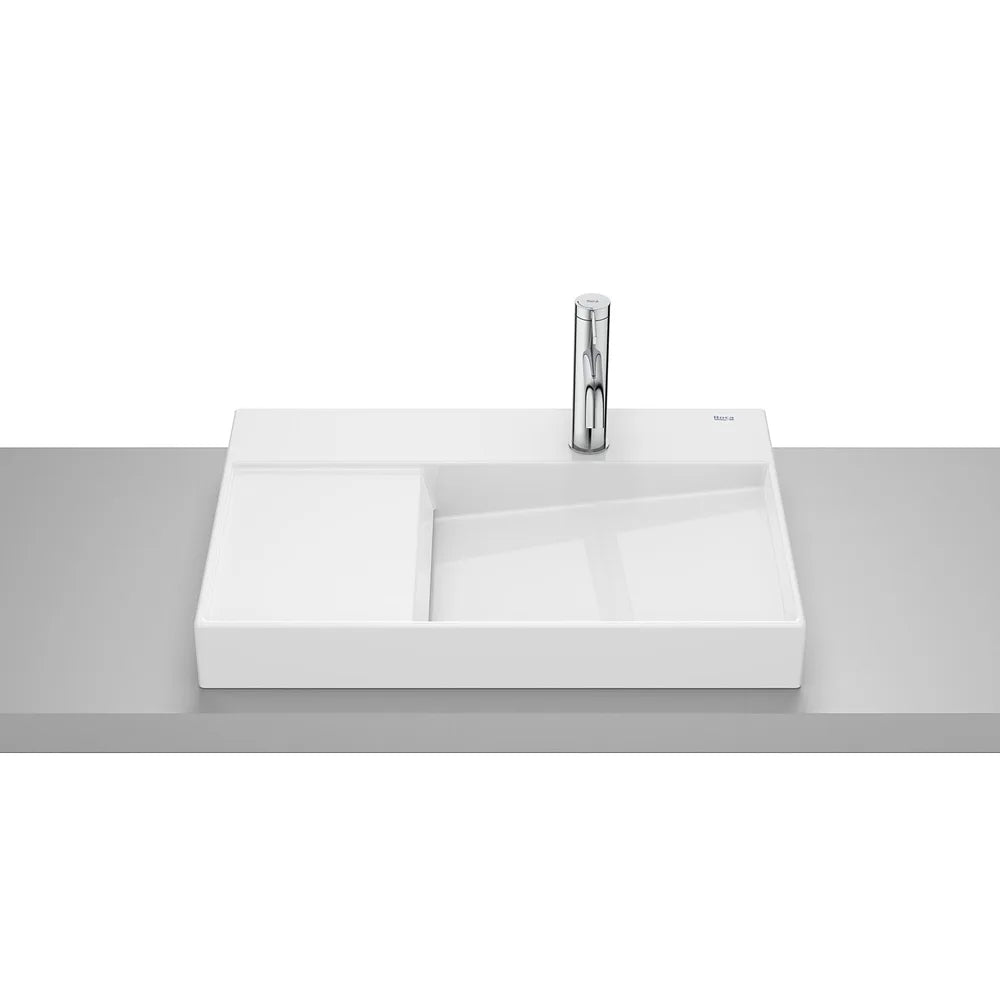 Lavabo de sobre encimera rectangular 60x42x8 cm porcelana blanca Roca - Vista 2