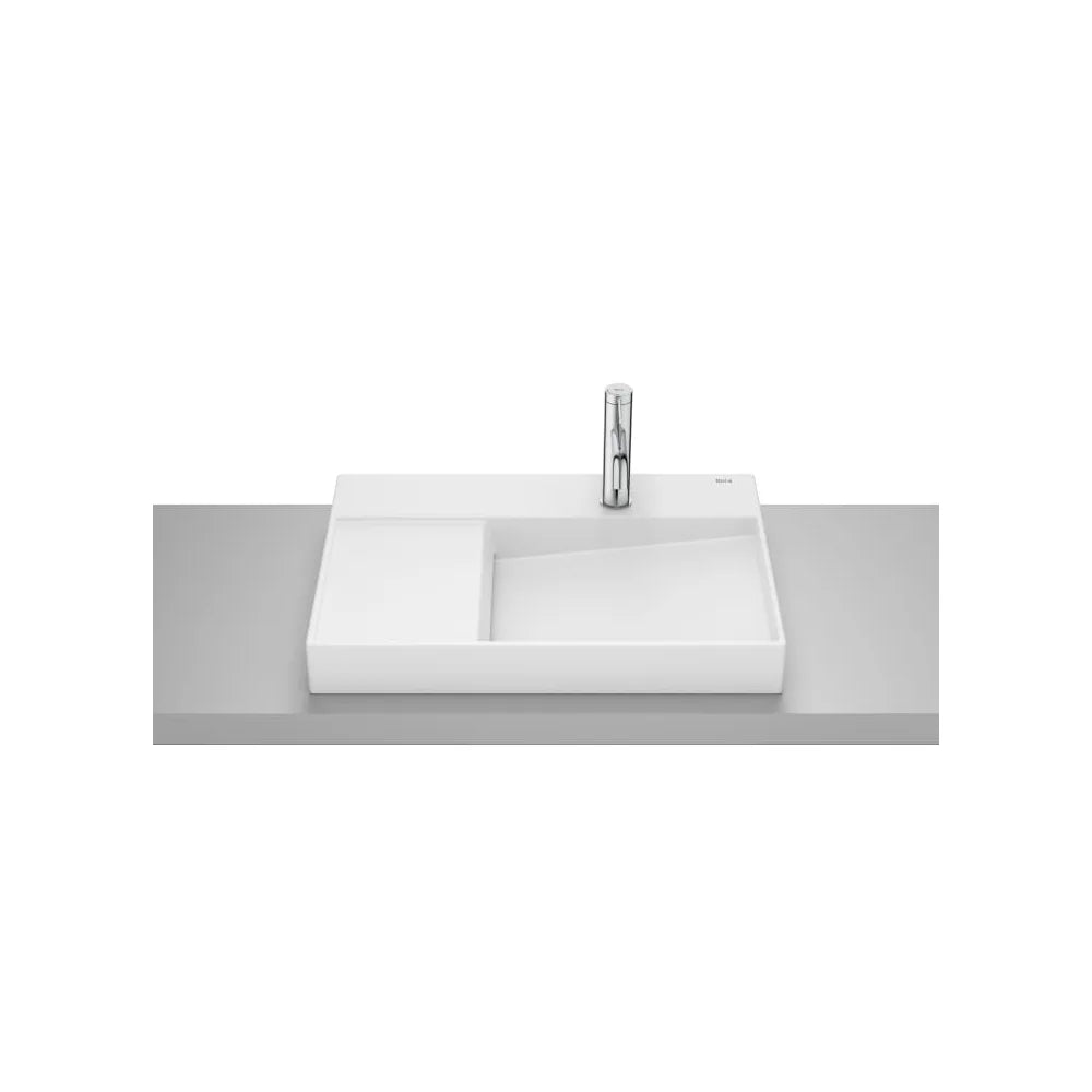 Lavabo de sobre encimera rectangular 60x42x8 cm porcelana blanca mate Roca - Vista 1