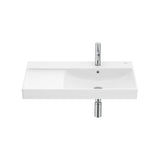 Lavabo Asymétrique Mural Cuve À Droite Et Tablette À Gauche X 16 Cm en Fineceramic Blanc Mat Ona 80x46 cm Roca