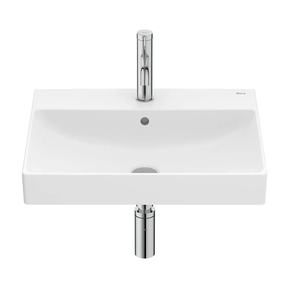Lavabo mural rectangular 55x46x16 cm Fineceramic con juego de fijación Blanco mate Roca - Vista 2