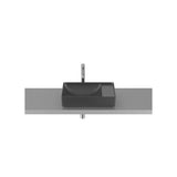 Lavabo À Poser Asymétrique Fineceramic Noir Mat X 12,5 Cm Cuve Gauche Tablette Droite Eidos 55x34,5 cm Roca