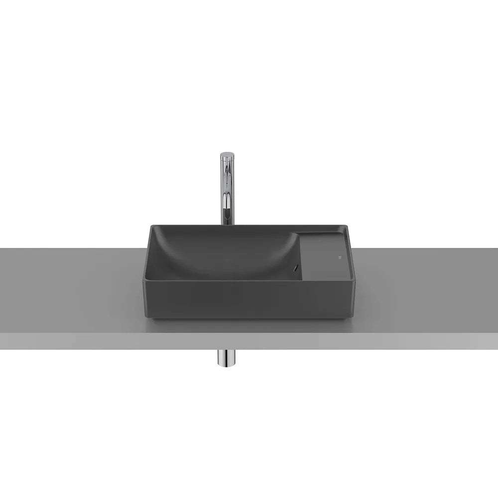 Lavabo asimétrico de sobre encimera Fineceramic negro mate 55x34x12 cm Roca - Vista 2