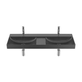 Lavabo Mural Doble Fineceramic Rectangular Ona 120x46cm Negro Mate Roca